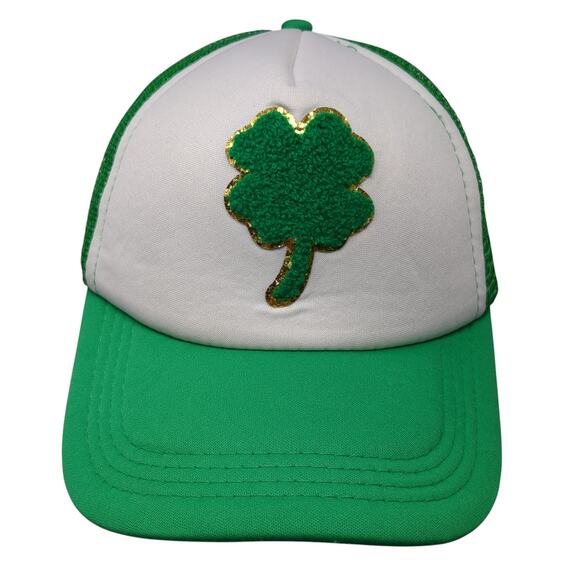 St. Patrick's Day Clover Snapback Trucker Hat Green OS Adjustable Mesh Back - Picture 1 of 8